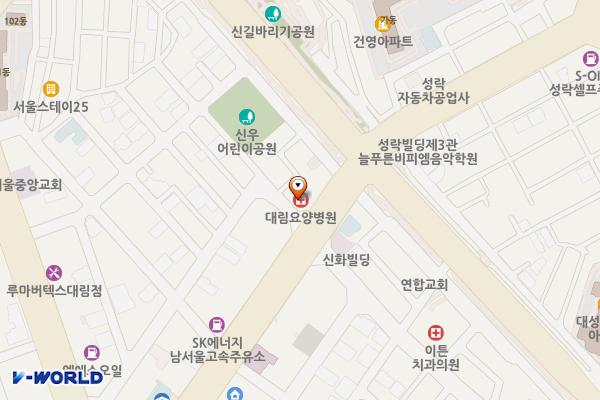 대림요양병원 화장실 위치 지도 — 서울특별시 영등포구 가마산로 381 (대림동, 한세빌딩)
