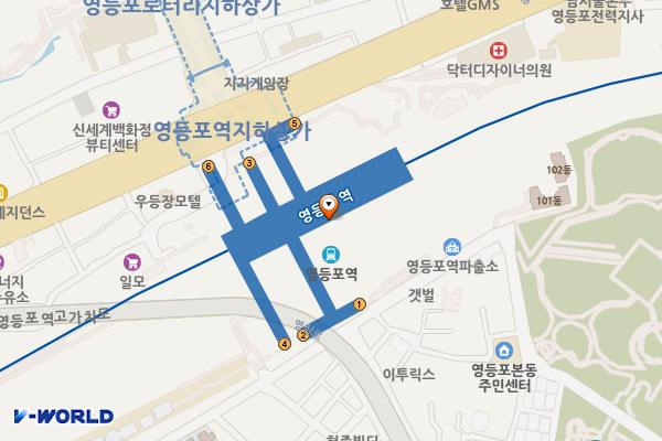 롯데백화점 신관 지하1층 위치 지도 — 서울특별시 영등포구 경인로 846(영등포동, 영등포민자역사)