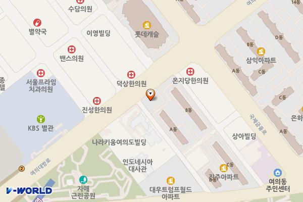 진주상가 화장실 위치 지도 — 서울특별시 영등포구 여의대방로 386, 진주상가 (여의도동)