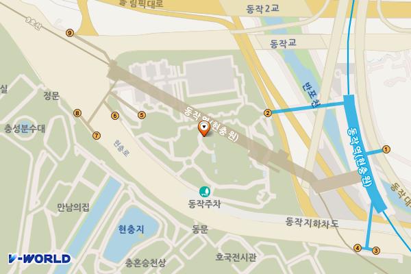 주차공원 공중화장실 위치 지도 — 서울특별시 동작구 현충로 220