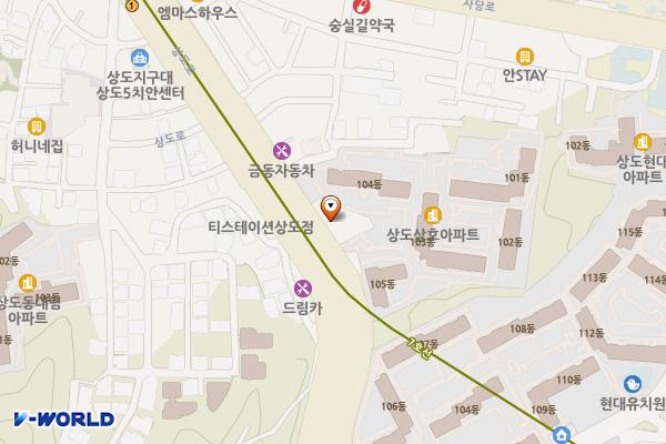 현대오일뱅크동작주유소 위치 지도 — 서울특별시 동작구 상도로 403 (상도동, 주유소)