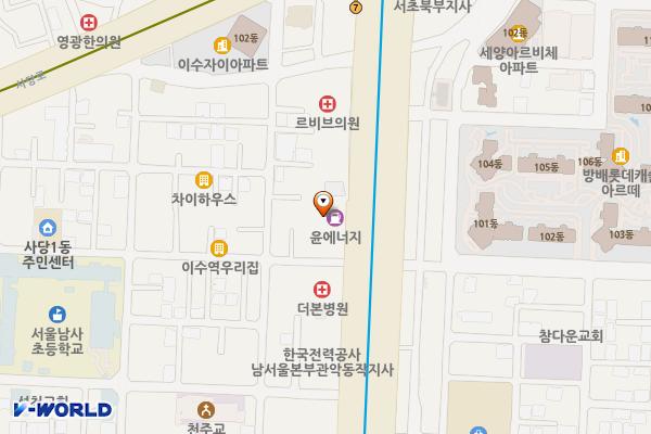 현대오일뱅크사당셀프주유소개방화장실 위치 지도 — 서울특별시 동작구 동작대로 73 (사당동, 사당셀프주유소)