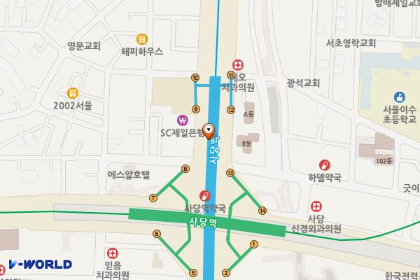 사당역(4) 위치 지도 — 서울특별시 동작구 사당동 588-4 사당역(4호선)