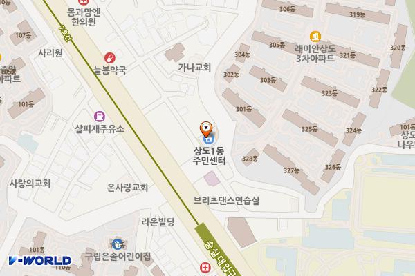 상도1동 주민센터 위치 지도 — 서울특별시 동작구 상도로53길 9 (상도동, 상도1동 주민센터)