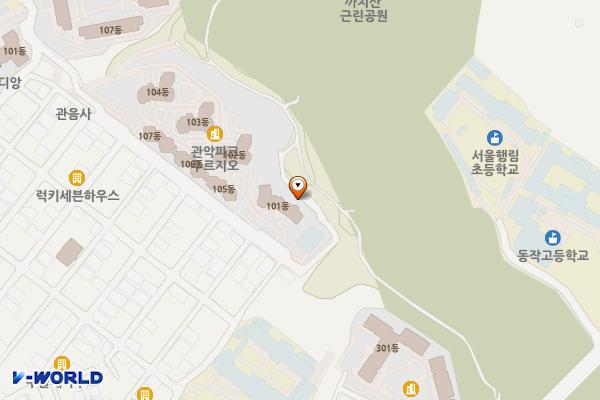 까치산근린공원(까치산초소앞) 위치 지도 — 서울특별시 동작구 솔밭로 45-5
