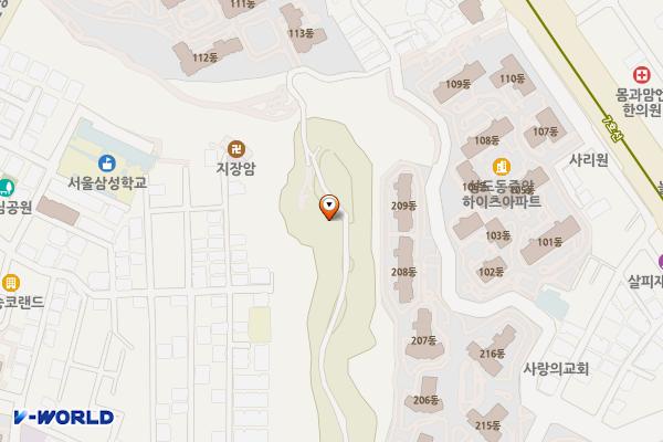 상도근린공원 (중앙하이츠빌 뒤편 전망대 옆) 위치 지도 — 서울특별시 동작구 상도동 산64-361
