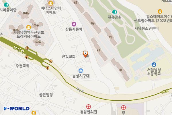 사당3동 주민센터(임시청사) 위치 지도 — 서울특별시 동작구 사당로17길 31(사당중앙교회)