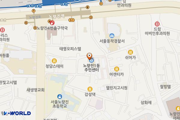 노량진1동주민센터 화장실 위치 지도 — 서울특별시 동작구 장승배기로28길30