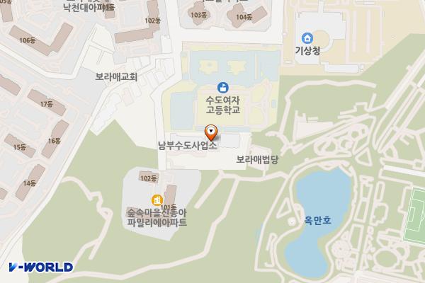 남부수도사업소 본관화장실 위치 지도 — 서울특별시 동작구 여의대방로10길 97(신대방동)