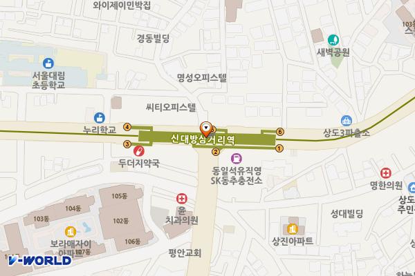 신대방삼거리역(7) 위치 지도 — 서울특별시 동작구 상도로 76