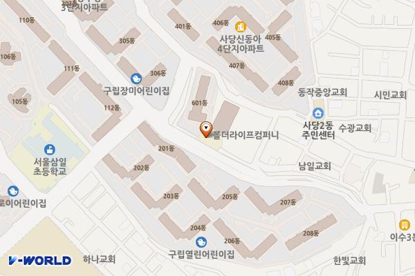 동작샘터도서관 위치 지도 — 서울특별시 동작구 동작대로29길 63-26 (사당동, 동작구다문화가족지원센터)