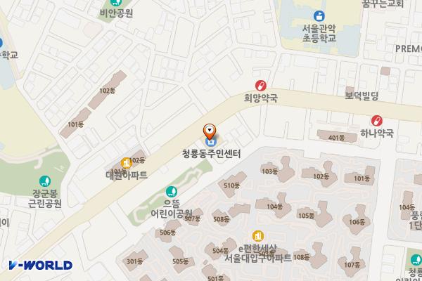 청룡동주민센터 위치 지도 — 서울특별시 관악구 쑥고개로 44
