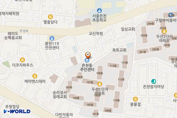 은천동작은도서관 위치 지도 — 서울특별시 관악구 봉천로33나길 30
