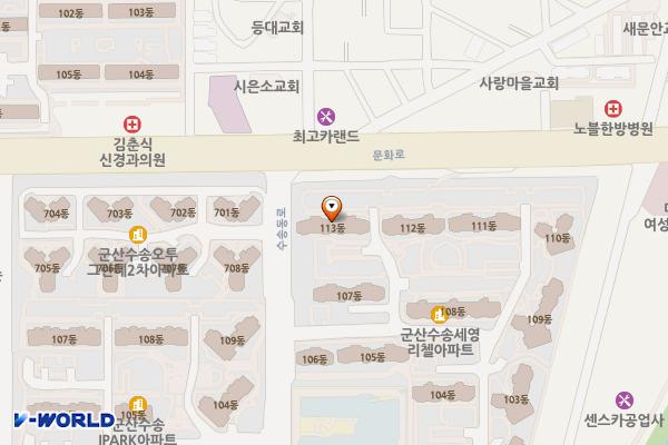 수송동 4 위치 지도 — 전북특별자치도 군산시 수송동 로100, (수송동 , 세영리첼)