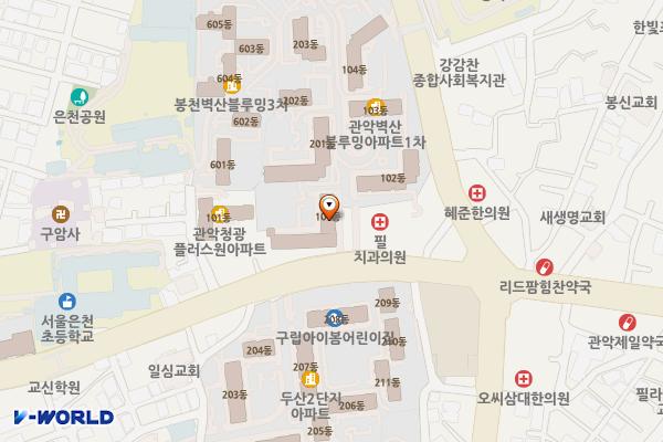 구암지구대 위치 지도 — 서울특별시 관악구 은천로 93 (봉천동, 벽산블루밍아파트)