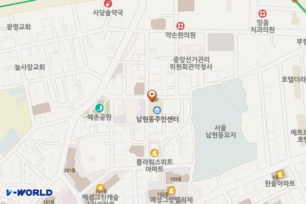 남현파출소 위치 지도 — 서울특별시 관악구 남현1가길 29, 남현동주민센터, 남현파출소 (남현동)