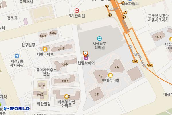 서울남부터미널 동쪽화장실(내부기준) 위치 지도 — 서울특별시 서초구 효령로 292, 서울남부터미널 (서초동)