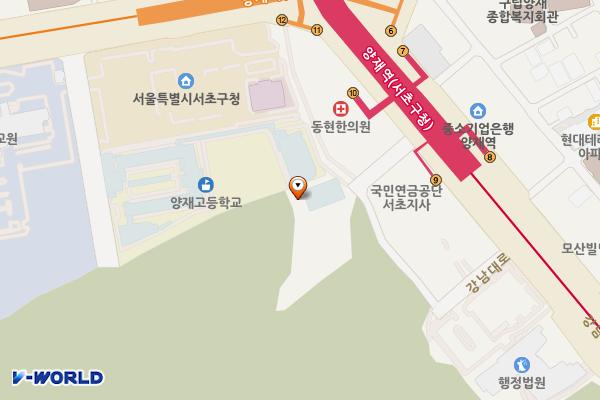 말죽거리 배드민턴장 위치 지도 — 서울특별시 서초구 서초동 258-2