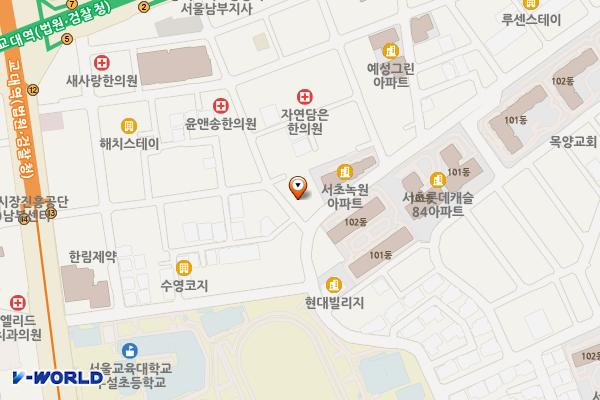 서초구립 중앙노인종합 복지관 위치 지도 — 서울특별시 서초구 서초대로54길 45, 서초구립중앙노인복지관 (서초동)
