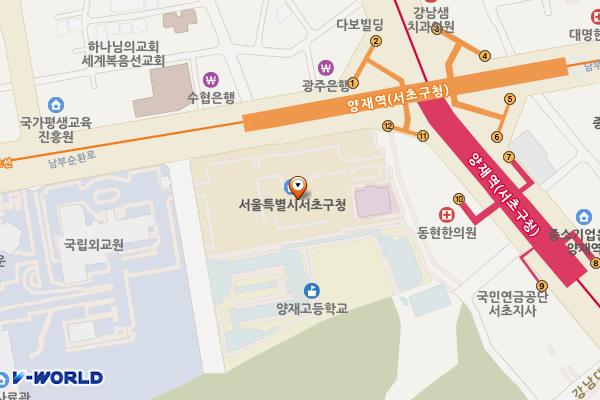 서초구청 위치 지도 — 서울특별시 서초구 남부순환로 2584, 서초구청, 서초구의회 (서초동)