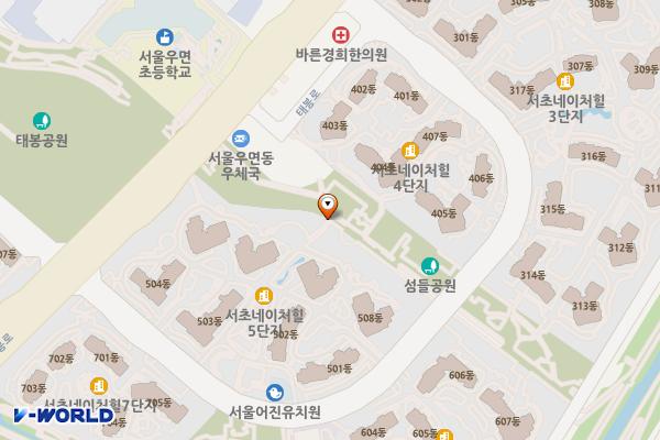 섬들근린공원 위치 지도 — 서울특별시 서초구 태봉로 54 (우면동)