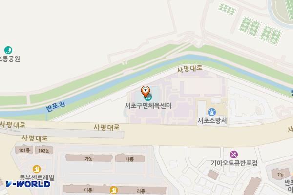 심산기념문화센터 위치 지도 — 서울특별시 서초구 사평대로 55, 서초구민체육센터,심산기념문화센터 (반포동)