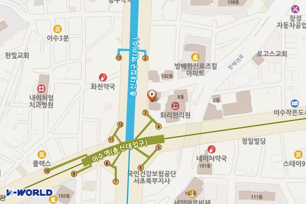디오슈페리움2차 위치 지도 — 서울특별시 서초구 동작대로 108 (방배동, 디오슈페리움2)