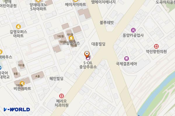 중앙주유소 위치 지도 — 서울특별시 서초구 바우뫼로 219, 중앙주유소 (양재동)