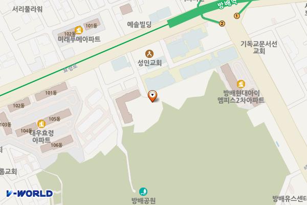 방배근린공원 응봉약수터 위치 지도 — 서울특별시 서초구 방배동 산 43-6