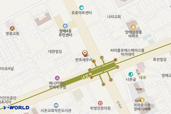 반포세무서 공중화장실 위치 지도 — 서울특별시 서초구 방배로 163, 반포세무서 (방배동)
