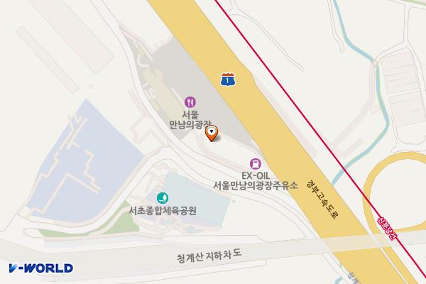 서울(만남)휴게소 위치 지도 — 서울특별시 서초구 양재대로12길 73-71, 만남의 광장 (원지동)
