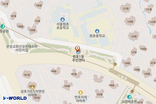 반포1동 주민센터 위치 지도 — 서울특별시 서초구 사평대로 273, 반포1동 주민센터 (반포동)