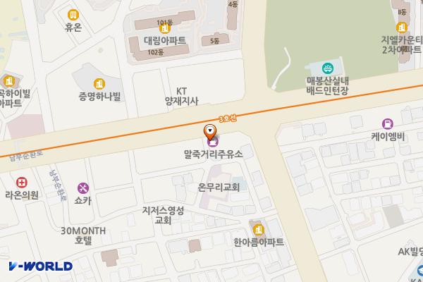 말죽거리주유소 위치 지도 — 서울특별시 서초구 남부순환로 2650, 말죽거리주유소 (양재동)