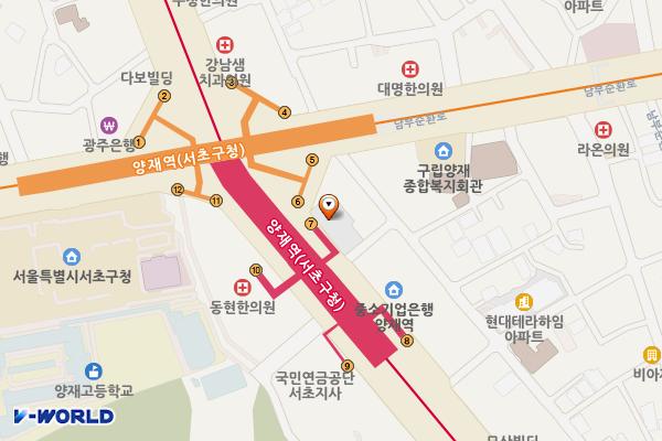 한신휴플러스 상가 위치 지도 — 서울특별시 서초구 강남대로 224 (양재동, 양재한신휴플러스)
