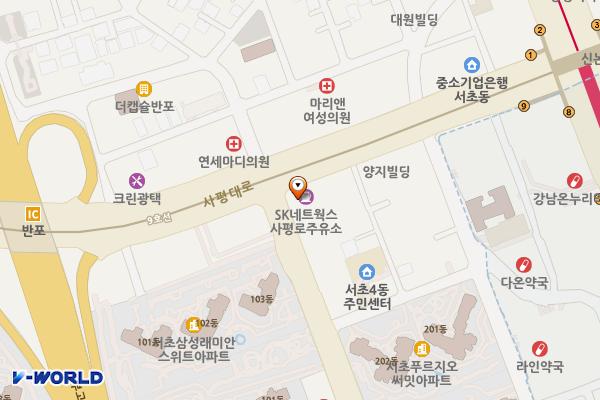 현대오일뱅크㈜직영사평로주유소 위치 지도 — 서울특별시 서초구 사평대로 350, 사평로주유소 (서초동)