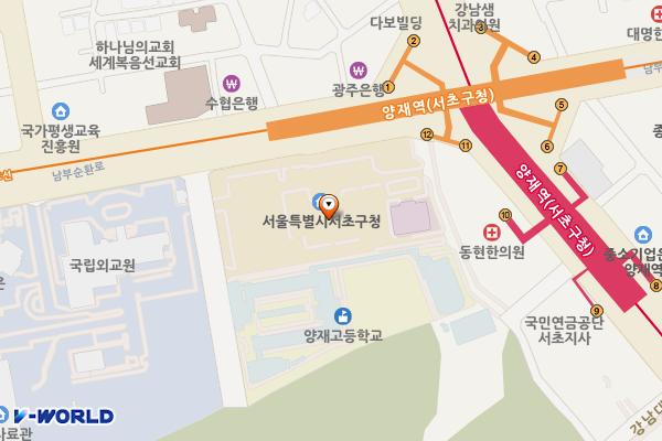 방배배수지 체육공원 위치 지도 — 서울특별시 서초구 남부순환로296길 4-9 (방배동)