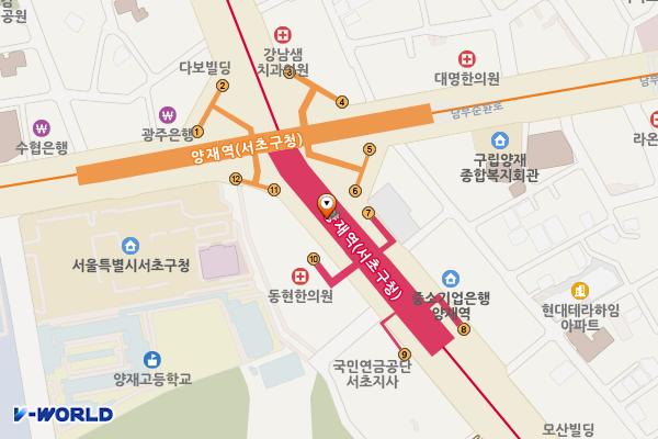 양재역 위치 지도 — 서울특별시 서초구 남부순환로 지하2585, 양재역 (서초동)