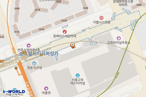 서울고속버스터미널 본관(1호) 위치 지도 — 서울특별시 서초구 신반포로 194, 강남고속버스터미널 (반포동)