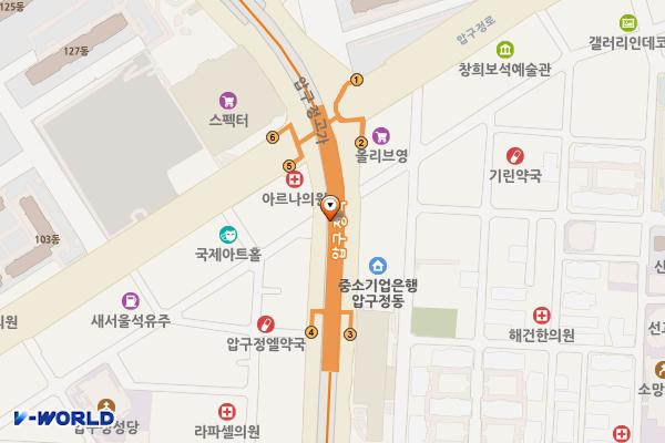 압구정역(3) 위치 지도 — 서울특별시 강남구 압구정로 지하172(신사동)