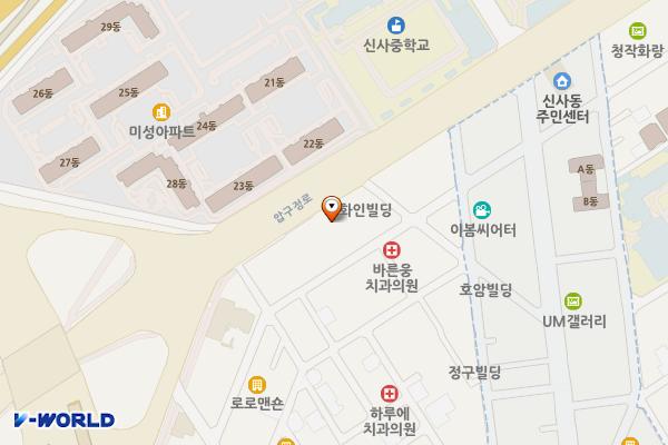 덕산빌딩 위치 지도 — 서울특별시 압구정로 108 (신사동)