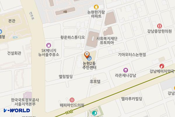 논현2문화센터 위치 지도 — 서울특별시 강남구 학동로 43길 17