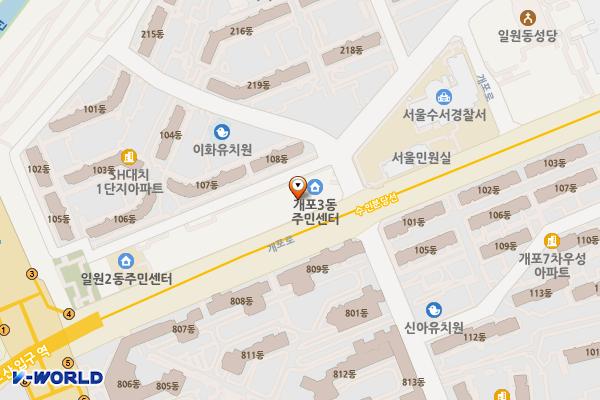 일원1동주민센터 위치 지도 — 서울특별시 강남구 개포로 615, 석탑프라자, 개포3동주민센터 (개포동)