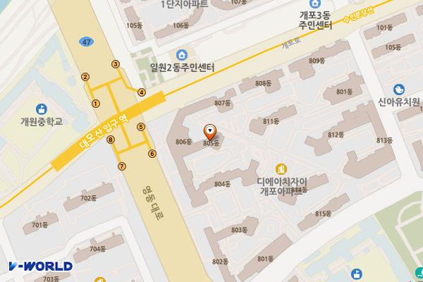 일원스포츠문화센터 위치 지도 — 서울특별시 강남구 영동대로 22 (일원동, 디에이치 자이 개포)
