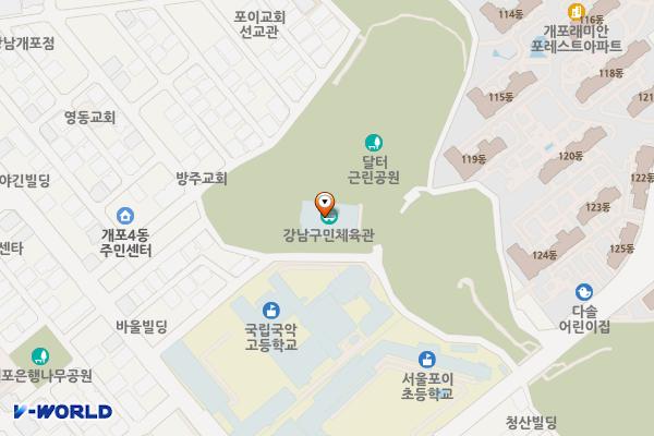 포이테니스장 위치 지도 — 서울특별시 강남구 개포로28길 47, 구민체육관 (개포동)