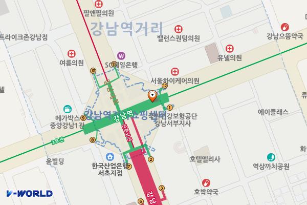 강남역 지하상가2 위치 지도 — 서울특별시 강남대로 지하396(역삼동)