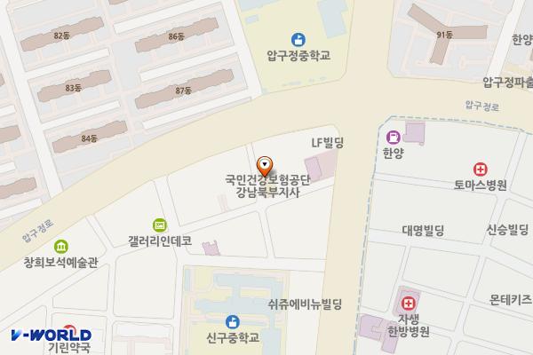 국민건강보험공단 강남북부지사 위치 지도 — 서울특별시 강남구 압구정로 38길 7
