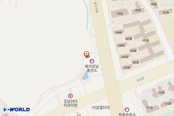 강남복지충전소 위치 지도 — 서울특별시 밤고개로 200