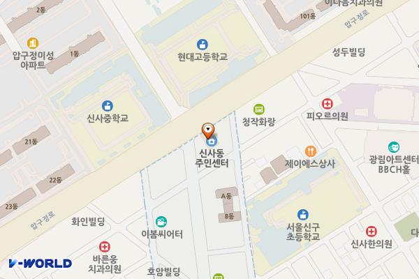 신사문화센터 위치 지도 — 서울특별시 강남구 압구정로 128