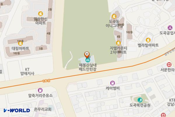 매봉산 실내배드민턴장 위치 지도 — 서울특별시 강남구 남부순환로 2711