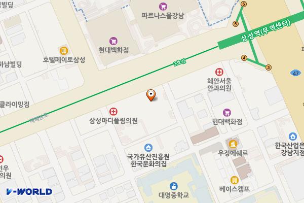 섬유센터 위치 지도 — 서울특별시 테헤란로 518 (대치동)